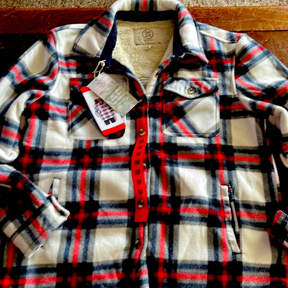 NWT lady’s navy/white/red shacket - medium